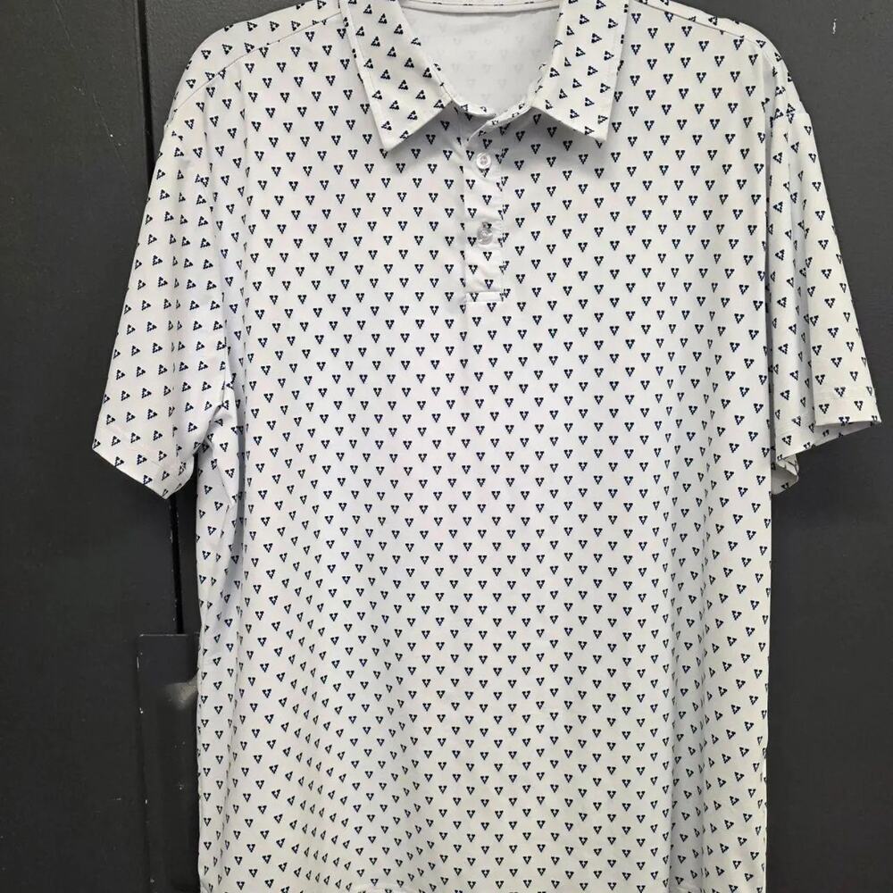 Men's White and Blue Polo-shirt Med 077
